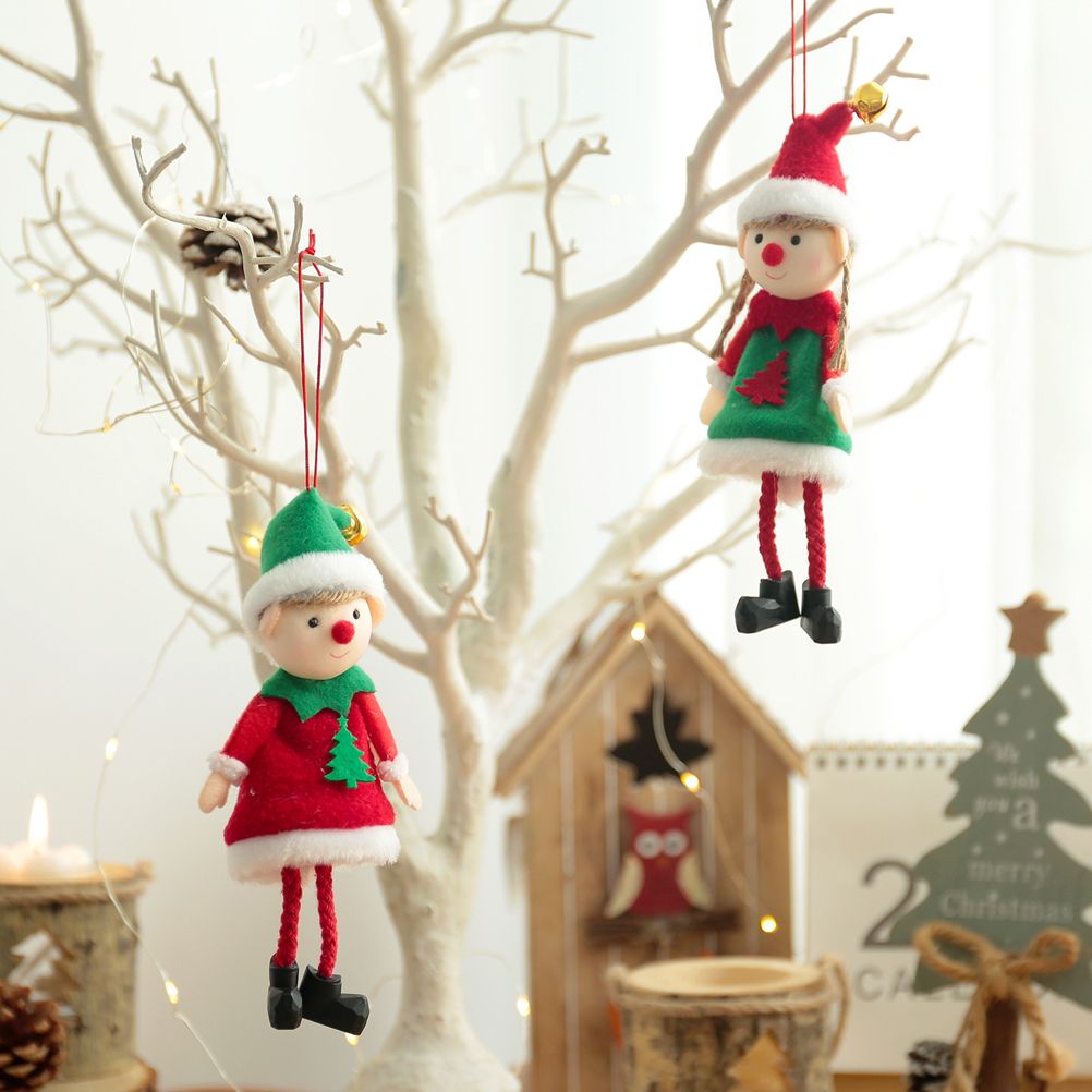 2 Pcs Christmas Elf Plush Dolls Christmas Tree Hanging Pendant Xmas Elf Soft view 9
