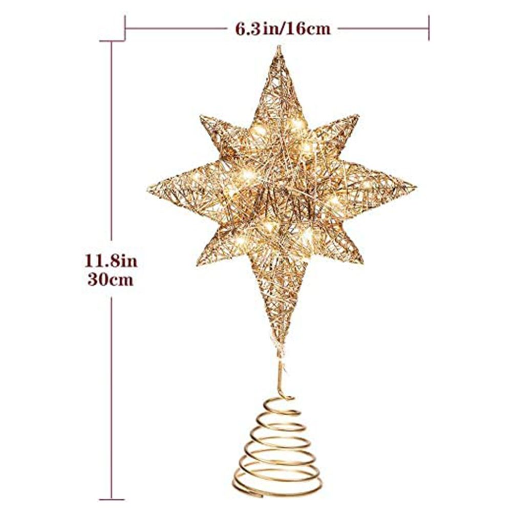 Christmas Star Tree Topper 3D Geometric Star Decorative LED Lights Battery view 5