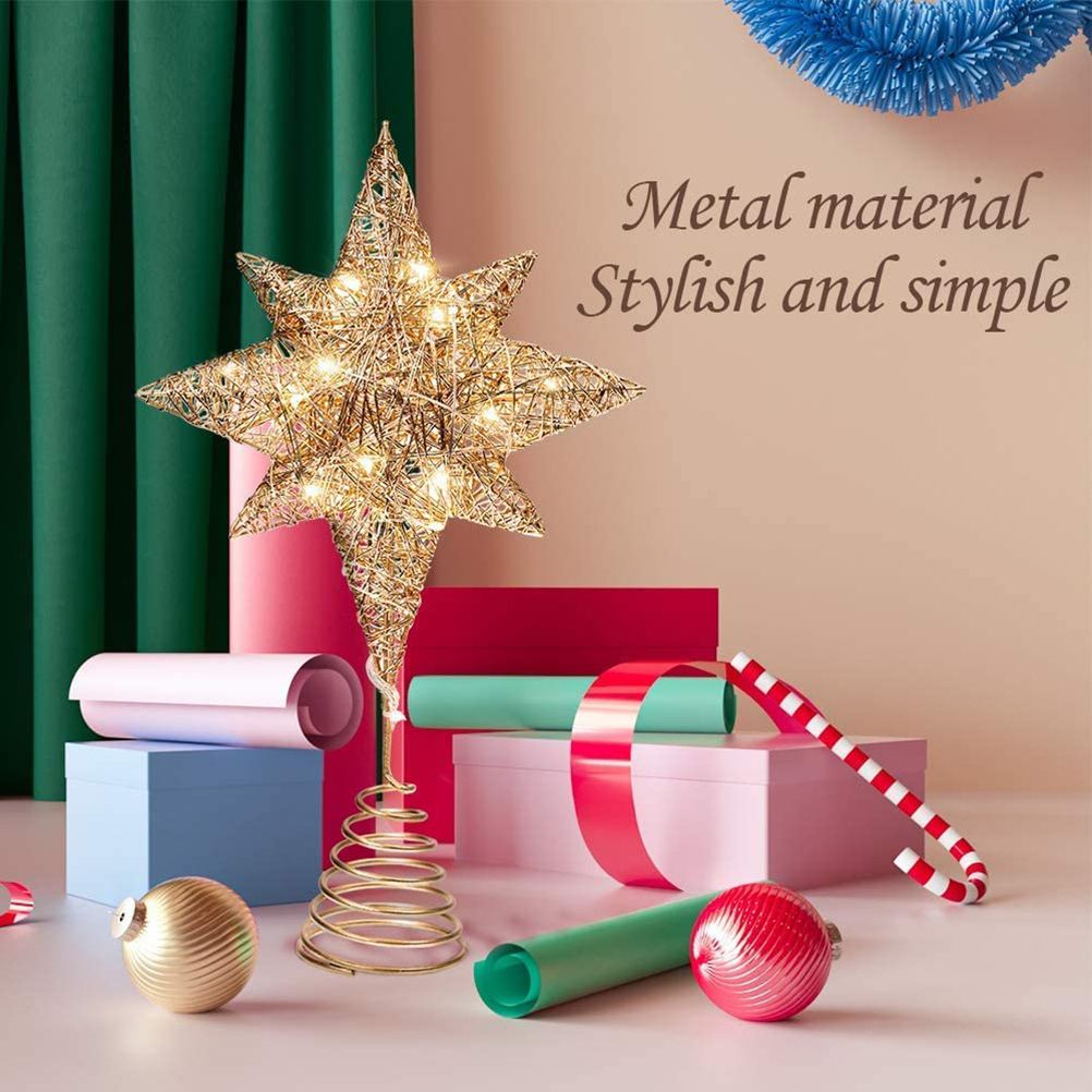 Christmas Star Tree Topper 3D Geometric Star Decorative LED Lights Battery view 7