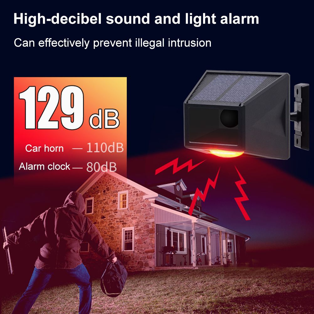 Solar Alarm Light with Motion Detector Outdoor Solar Strobe Light Remote view 4