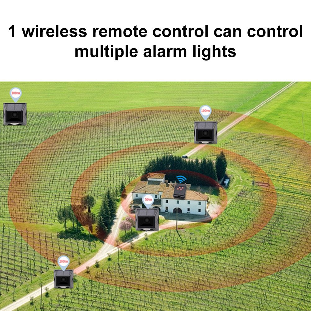 Solar Alarm Light with Motion Detector Outdoor Solar Strobe Light Remote view 7