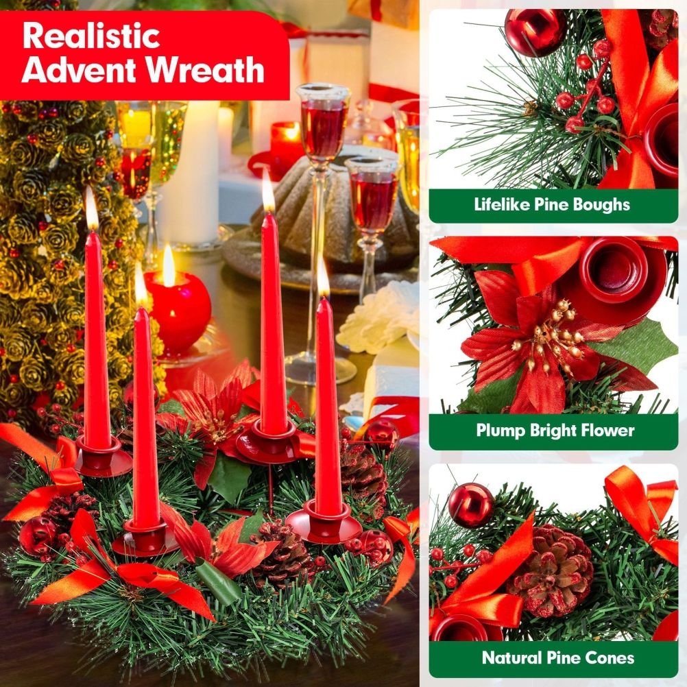 Christmas Advent Wreath Fir Wreath Christmas Arrangement Decorative Wreath view 3