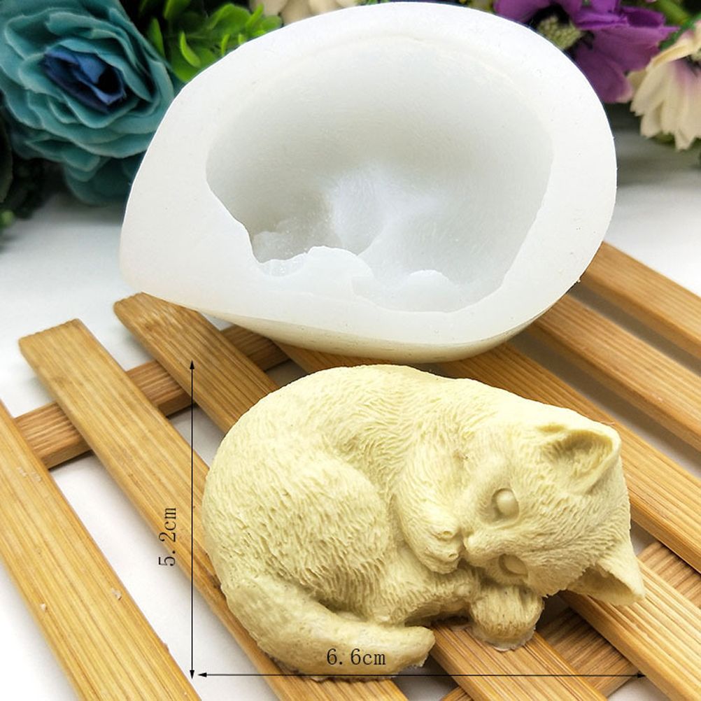 Silicone Cat Mold Cute Cat Soap Mold for Candles Mousse Cake Mold 3D Cartoon view 5