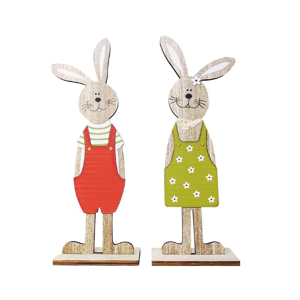 Easter Bunny Tabletop Decoration Cute Wooden Rabbit Figurines Ornament for — image 1