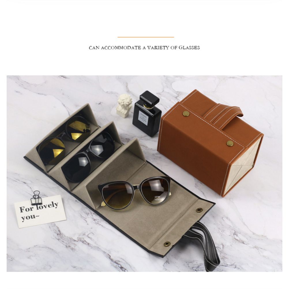 Multi Slot Sunglasses Organizer Foldable Glasses Jewelry Storage Box Portable view 4