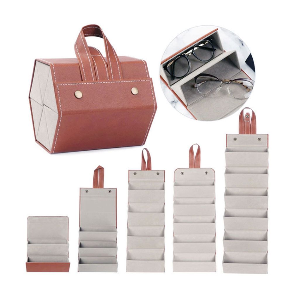 Multi Slot Sunglasses Organizer Foldable Glasses Jewelry Storage Box Portable view 11