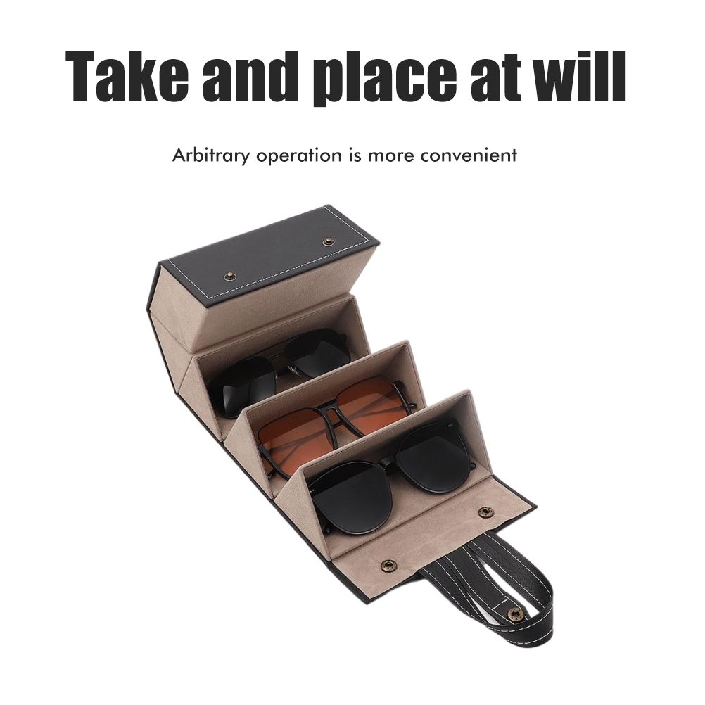 Multi Slot Sunglasses Organizer Foldable Glasses Jewelry Storage Box Portable view 8