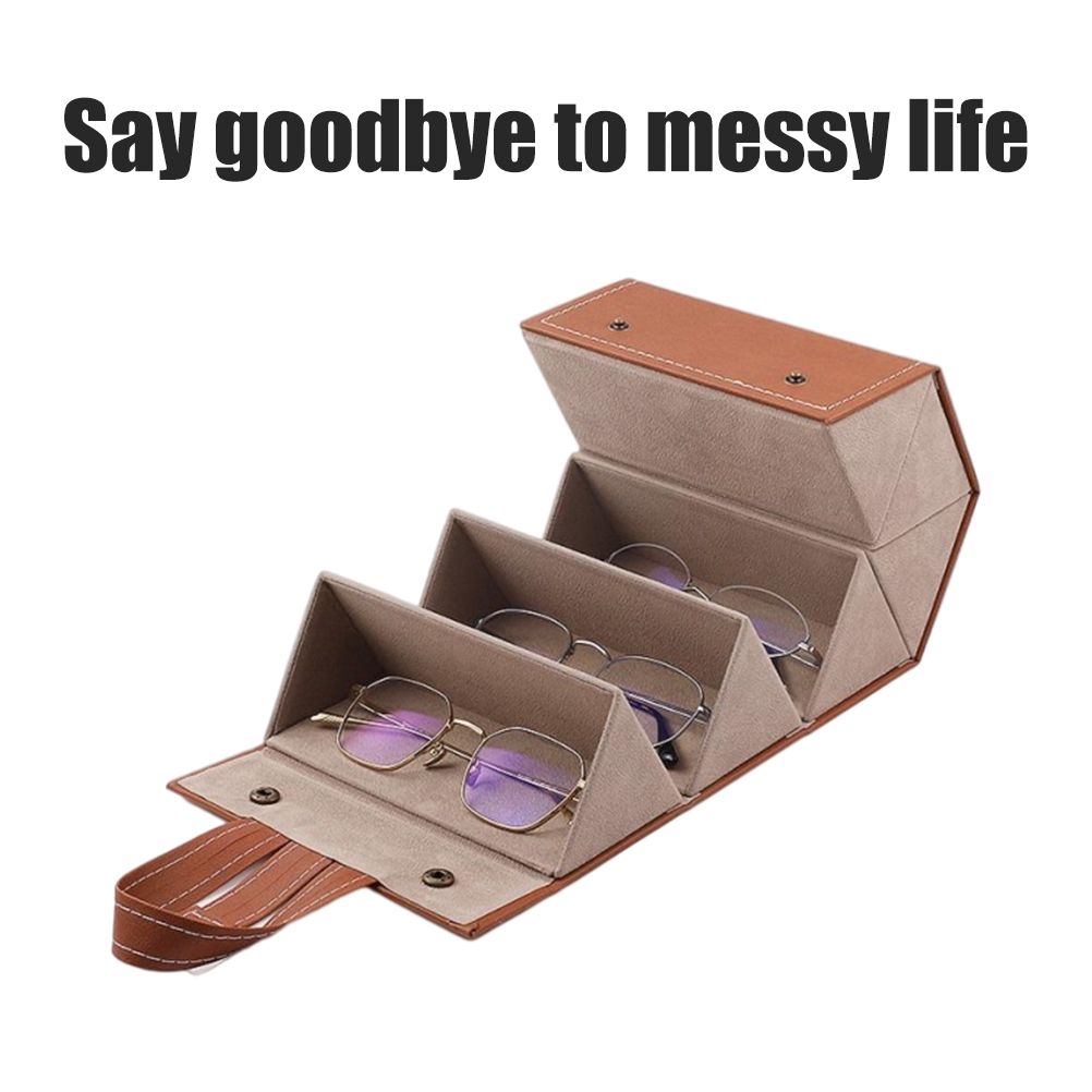 Multi Slot Sunglasses Organizer Foldable Glasses Jewelry Storage Box Portable view 10