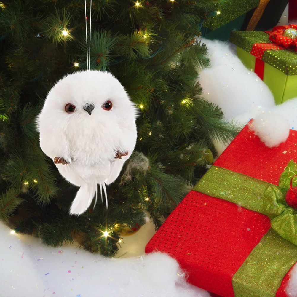 2Pcs Christmas Cute Owl Hanging Gift Simulation Animal Pendant Xmas Tree view 3