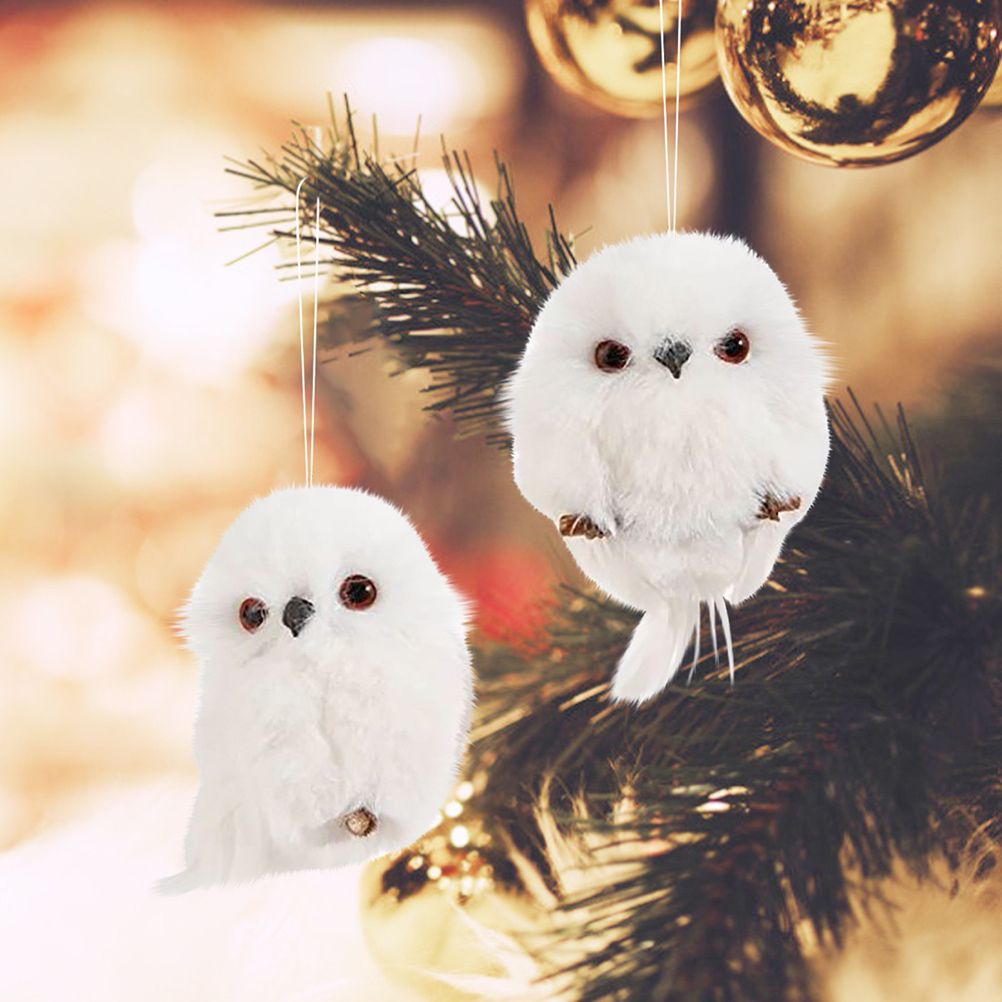 2Pcs Christmas Cute Owl Hanging Gift Simulation Animal Pendant Xmas Tree view 4