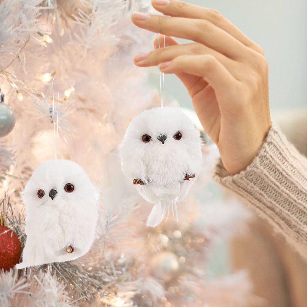 2Pcs Christmas Cute Owl Hanging Gift Simulation Animal Pendant Xmas Tree view 5