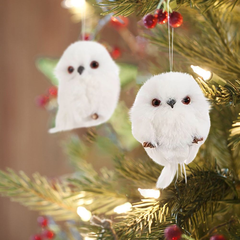 2Pcs Christmas Cute Owl Hanging Gift Simulation Animal Pendant Xmas Tree view 6