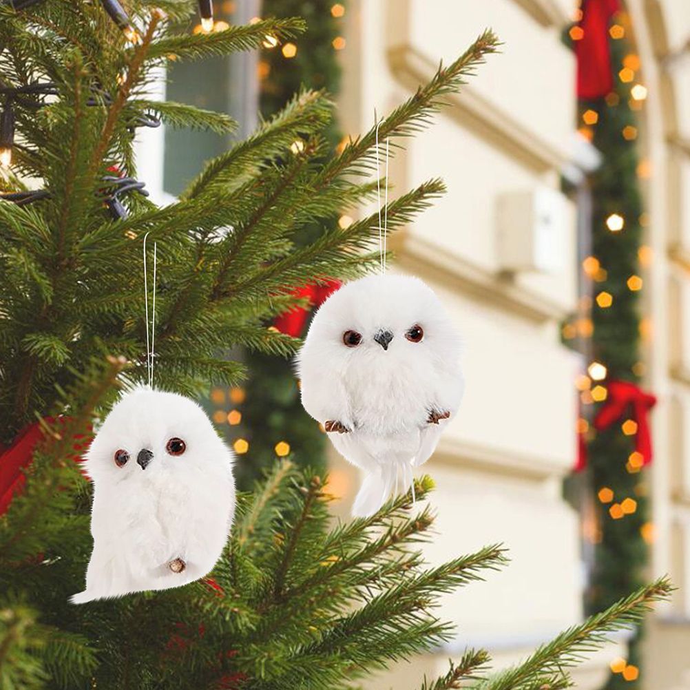 2Pcs Christmas Cute Owl Hanging Gift Simulation Animal Pendant Xmas Tree view 7