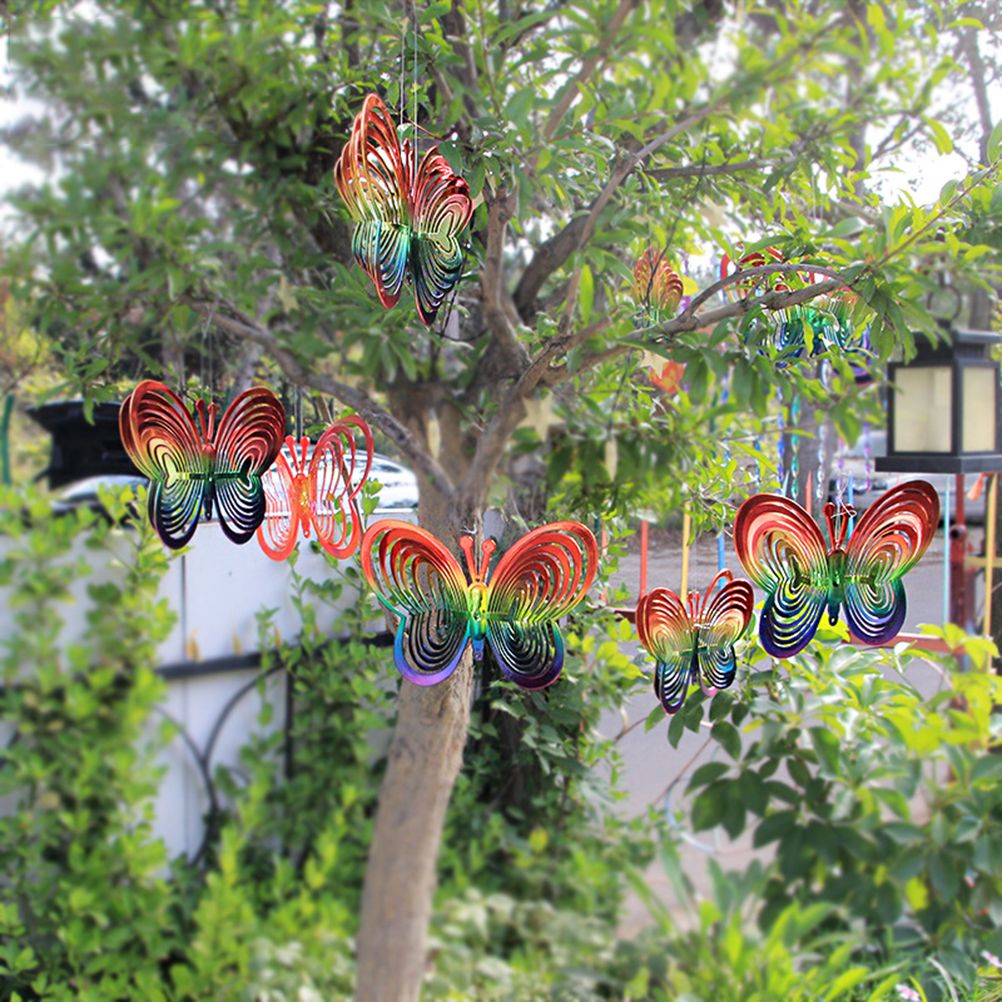 Wind Chimes Plastic Butterfly Reflective Rotating Windmill Decoration for view 4