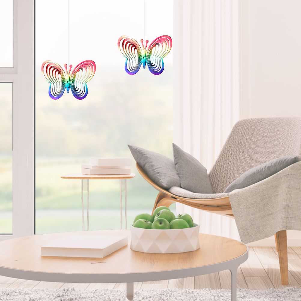 Wind Chimes Plastic Butterfly Reflective Rotating Windmill Decoration for view 5
