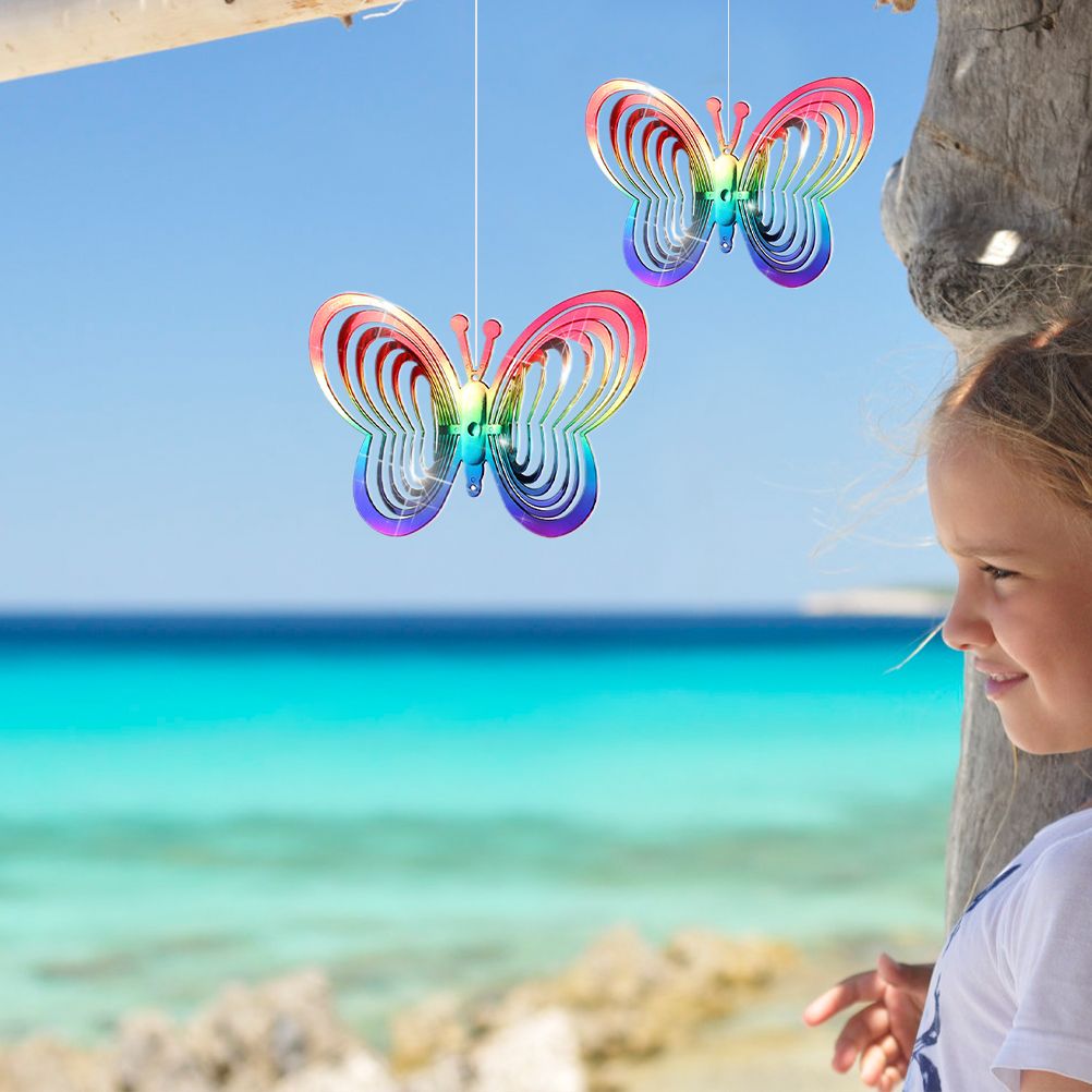 Wind Chimes Plastic Butterfly Reflective Rotating Windmill Decoration for view 6