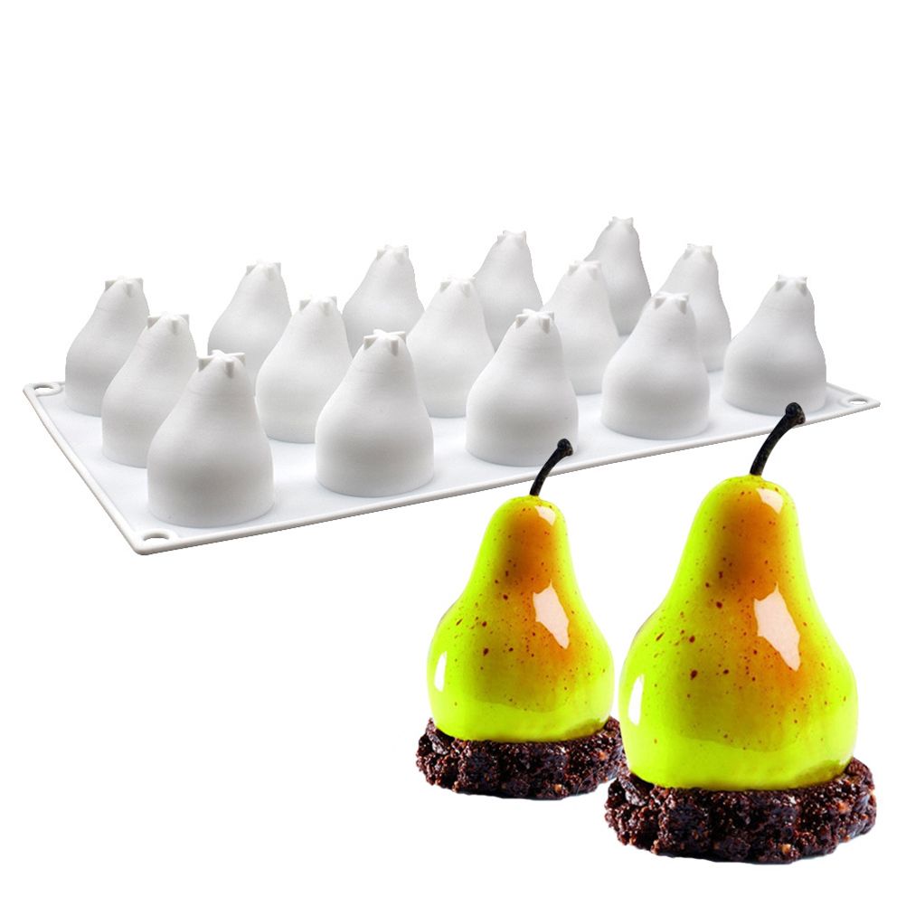 15 Cavities Pear Shape Silicone Mold for Mousse Cake French Dessert 3D