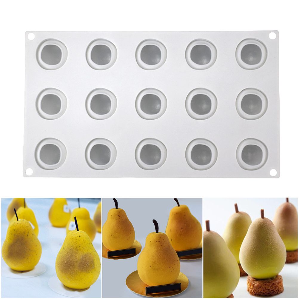 15 Cavities Pear Shape Silicone Mold for Mousse Cake French Dessert 3D view 5