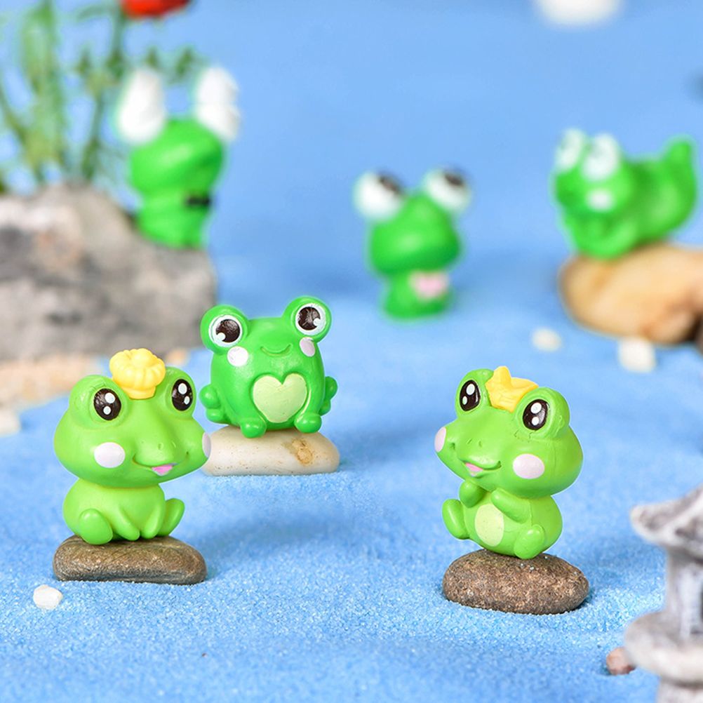 6Pcs Plastic Animal Cartoon Frog Micro Landscape Little Figurine Garden view 5