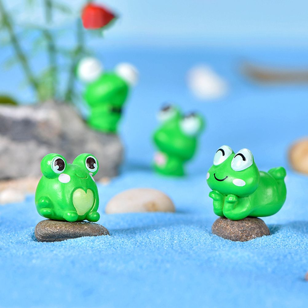 6Pcs Plastic Animal Cartoon Frog Micro Landscape Little Figurine Garden view 7