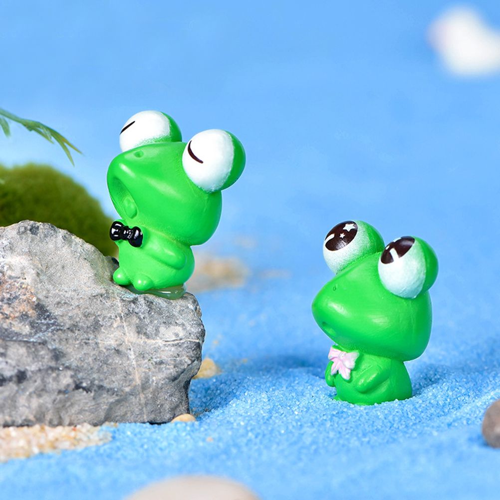 6Pcs Plastic Animal Cartoon Frog Micro Landscape Little Figurine Garden view 8