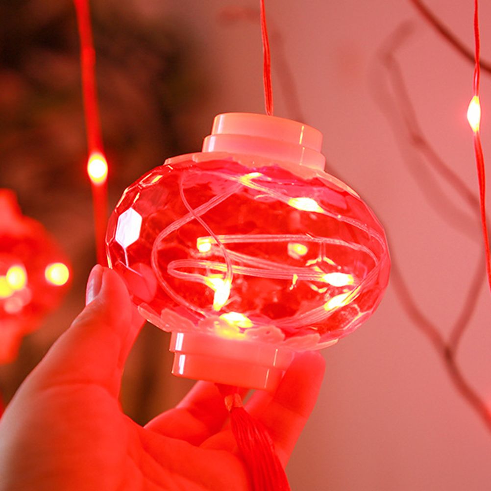 2022 New Year Red Lantern Curtain String Lights LED Spring Festival Fairy view 6