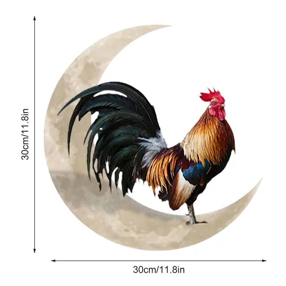Rooster Moon Wall Decor Metal Wall Hanging Sign Wall Unique Arts Pendant for view 2