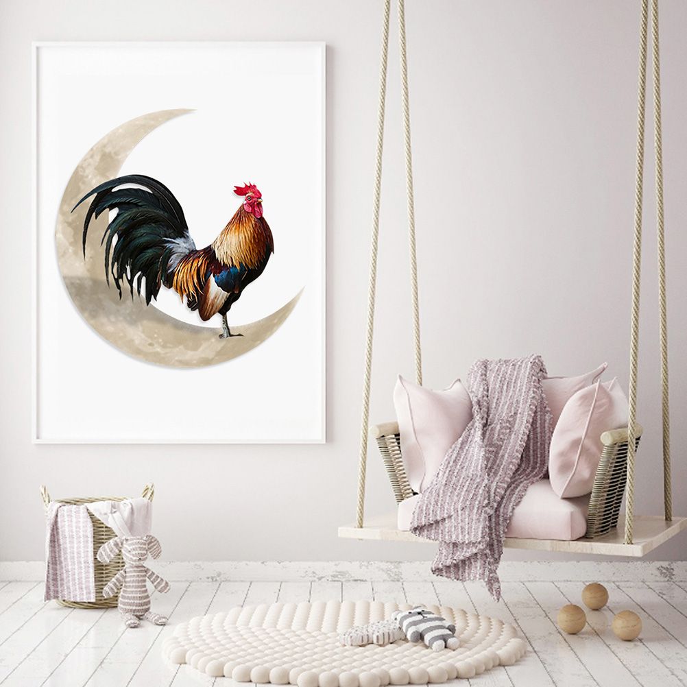 Rooster Moon Wall Decor Metal Wall Hanging Sign Wall Unique Arts Pendant for view 4