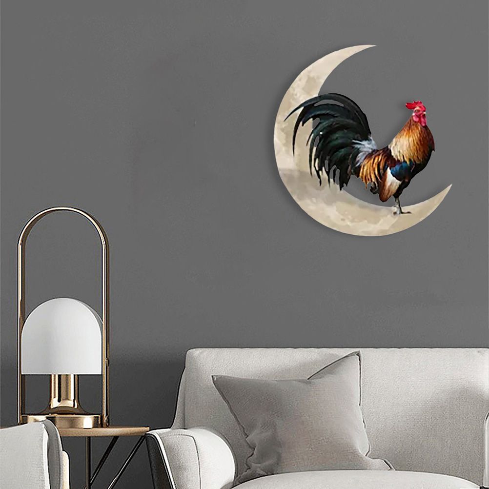 Rooster Moon Wall Decor Metal Wall Hanging Sign Wall Unique Arts Pendant for view 7