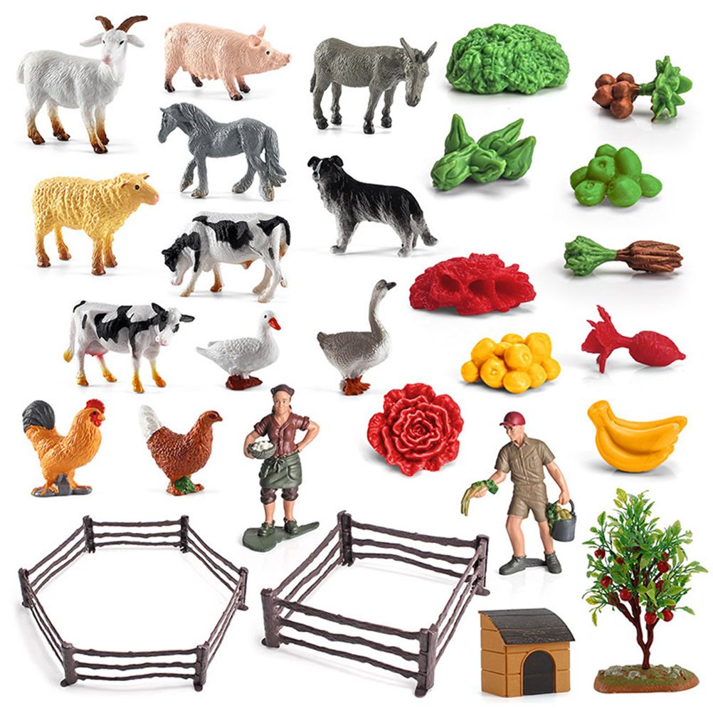 36PCS Farm Animal Toys for Kids Learning Educational Playset Simulation Farm