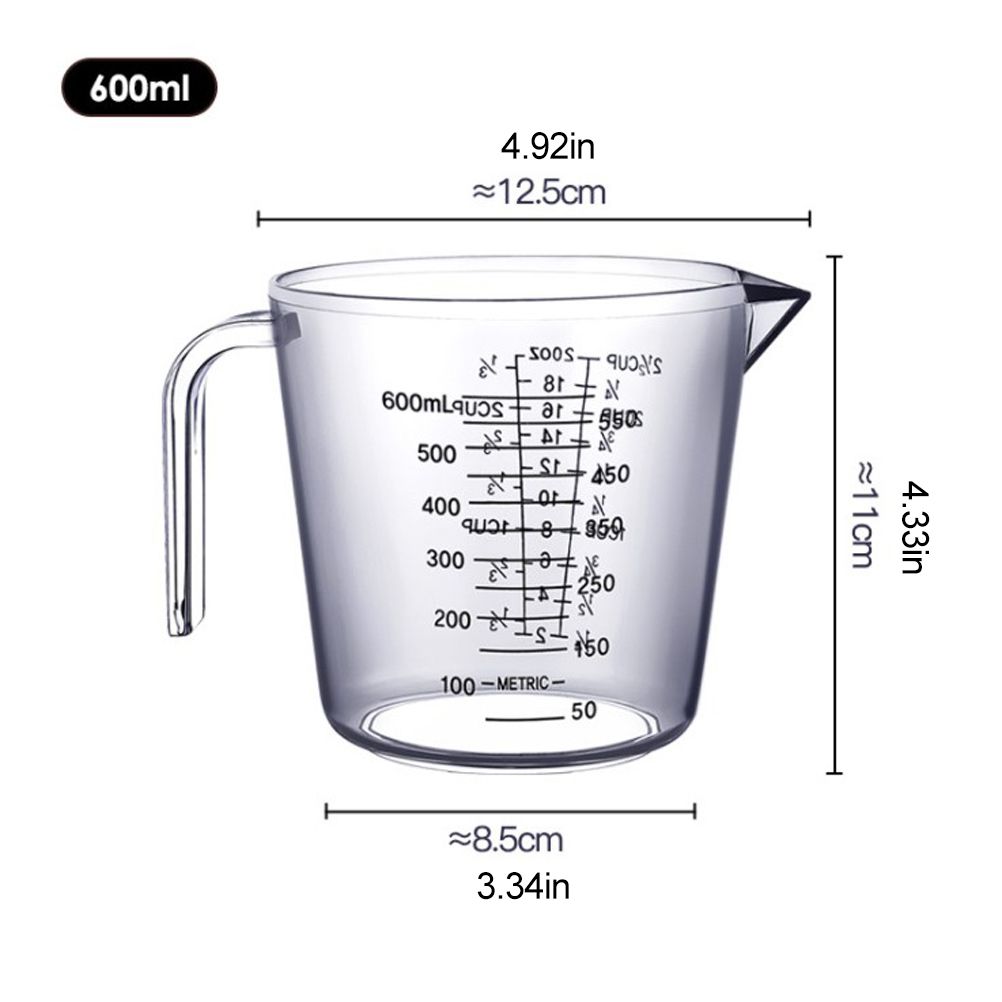 Plastic Measuring Jug 600ml Large Beaker Measuring Cups Graduated Jugs view 2