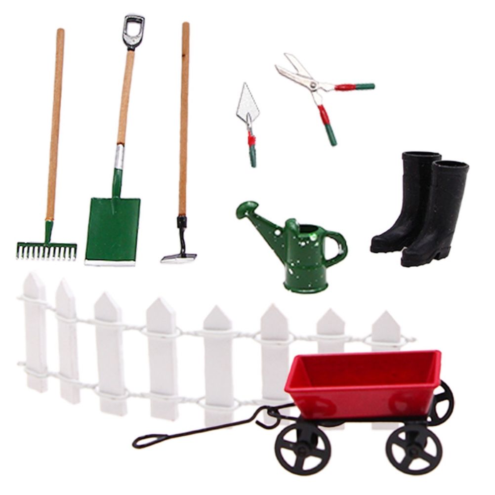 9pcs Miniature Dollhouse Set 1:12 Mini Garden Tools for Dollhouse Garden