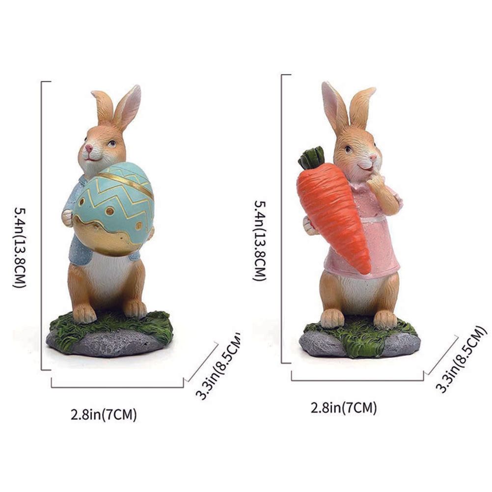 Easter Bunny Figurines with Carrot Cute Resin Bunny Rabbit Statue Resin Crafts view 2