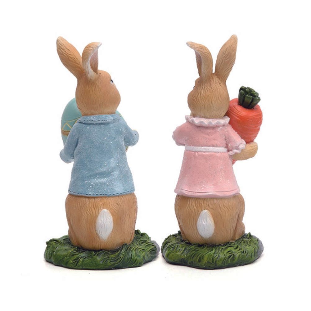 Easter Bunny Figurines with Carrot Cute Resin Bunny Rabbit Statue Resin Crafts view 4