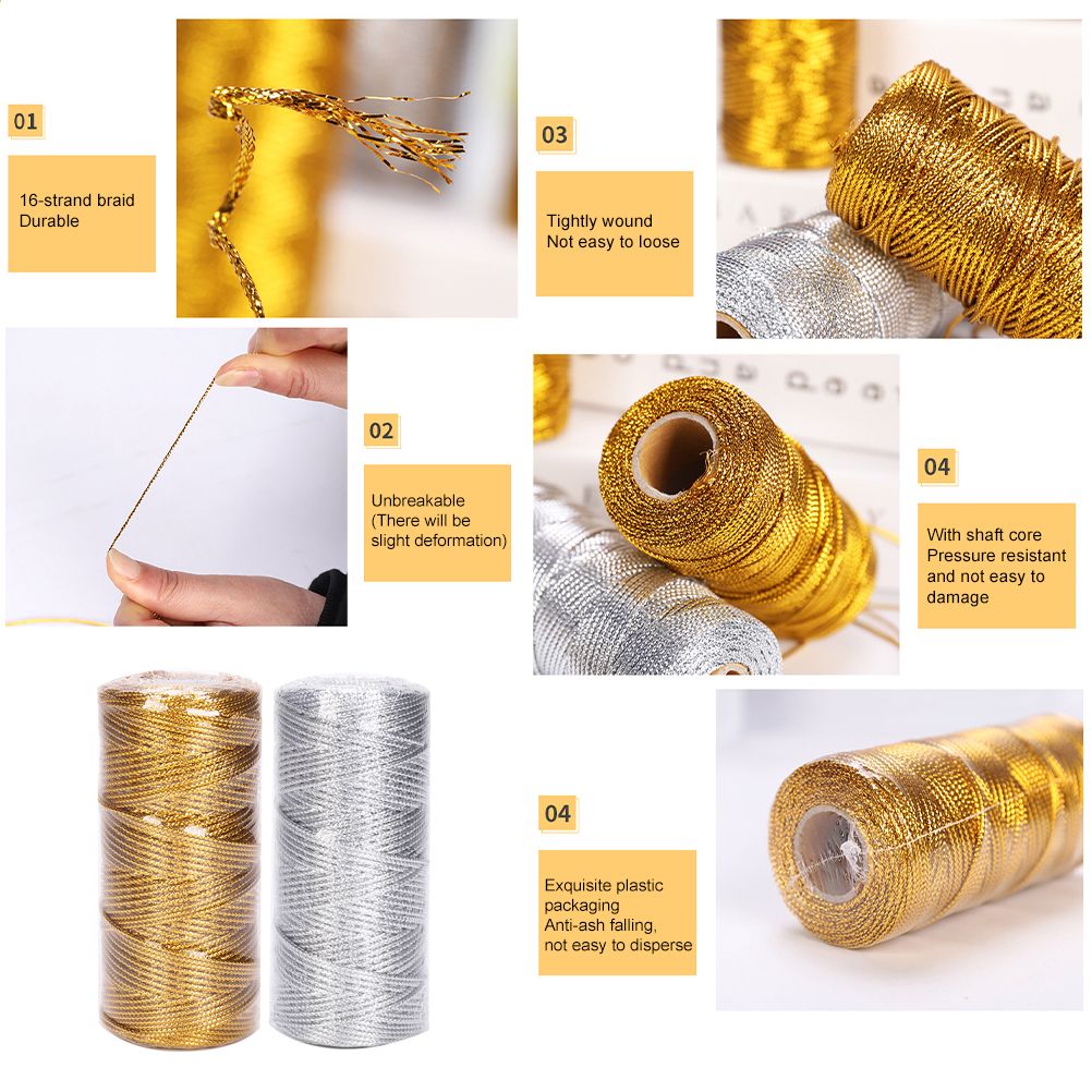 1.5mm 1 Roll Christmas Golden Packing Cord Hollow Tag Rope Christmas Gift view 5