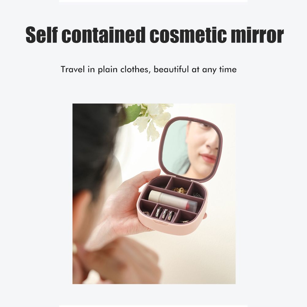 Travel Jewellery Box Portable Small Jewellery Box Organizer with Mirror Mini view 5