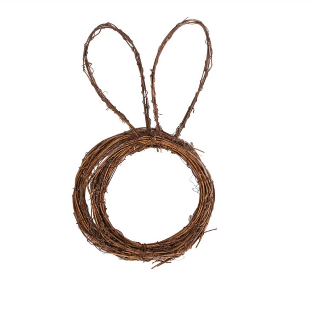 DIY Bunny Shaped Grapevine Wreath Easter Bunny Wreath Foldable Rabbit Rattan view 3