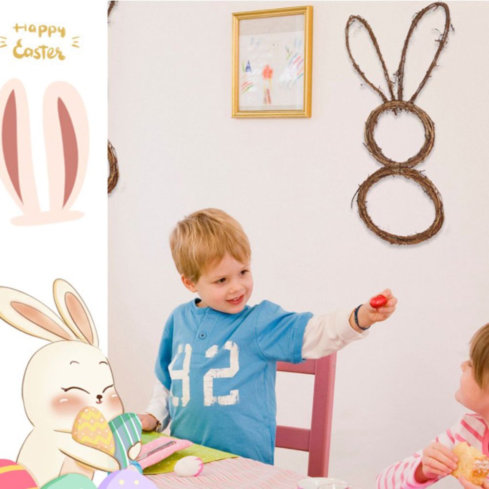 DIY Bunny Shaped Grapevine Wreath Easter Bunny Wreath Foldable Rabbit Rattan view 5