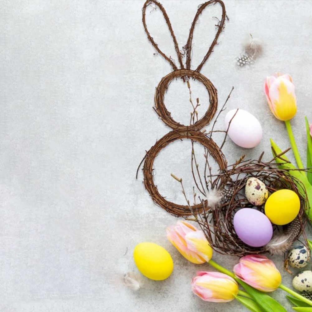 DIY Bunny Shaped Grapevine Wreath Easter Bunny Wreath Foldable Rabbit Rattan view 8