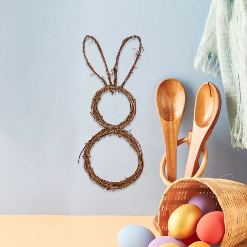 DIY Bunny Shaped Grapevine Wreath Easter Bunny Wreath Foldable Rabbit Rattan view 9