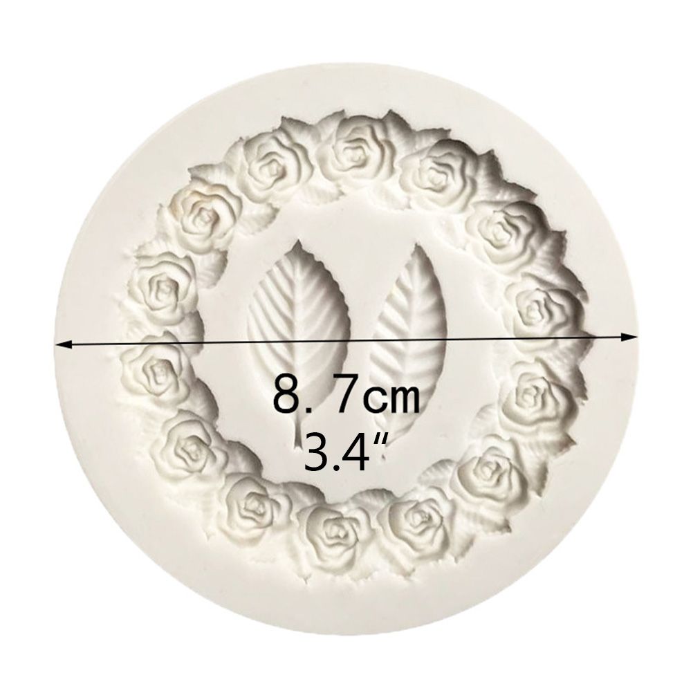 Rose Wreath with Leaves Fondant Mold DIY Silicone Molds for Wedding Valentine view 2