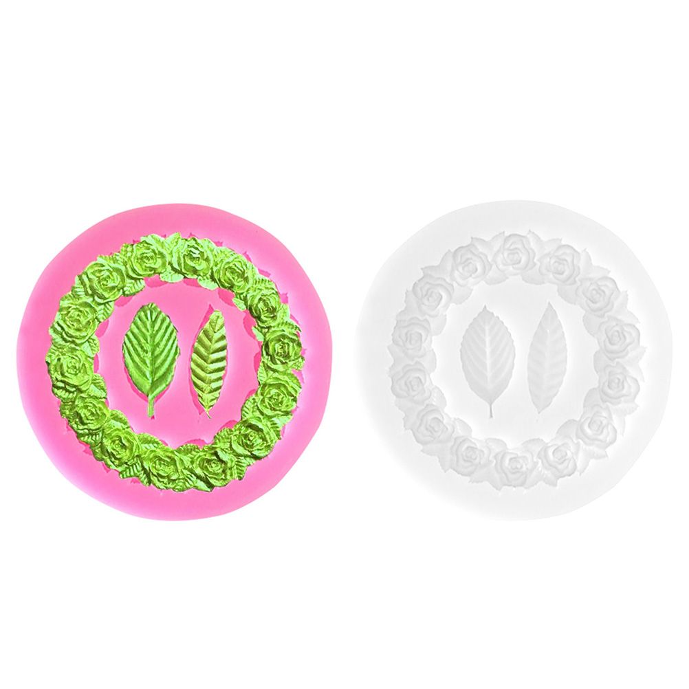Rose Wreath with Leaves Fondant Mold DIY Silicone Molds for Wedding Valentine view 4