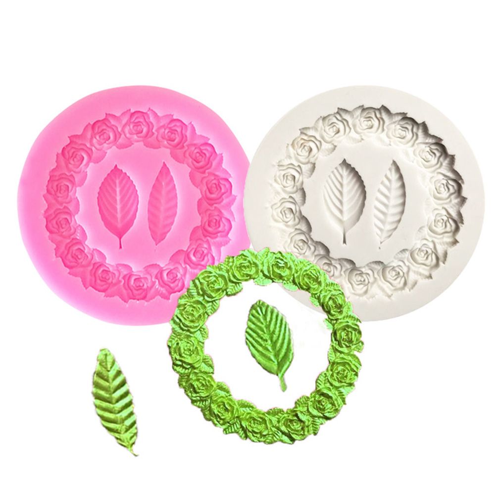 Rose Wreath with Leaves Fondant Mold DIY Silicone Molds for Wedding Valentine view 2