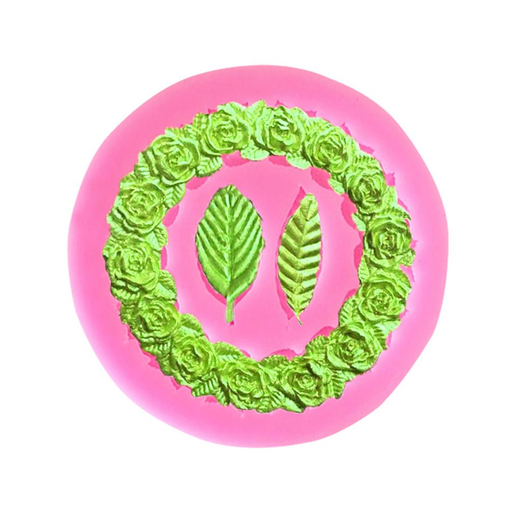 Rose Wreath with Leaves Fondant Mold DIY Silicone Molds for Wedding Valentine view 4