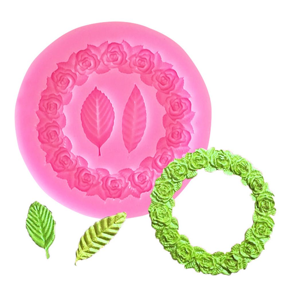 Rose Wreath with Leaves Fondant Mold DIY Silicone Molds for Wedding Valentine view 5