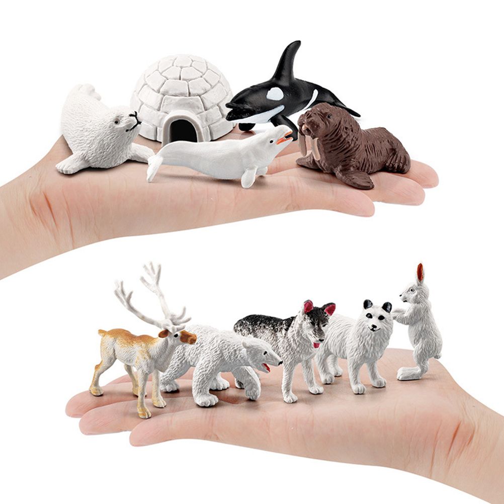 18PCS Polar Arctic Animal Toy Figurines Set Includes White Wolf White Owl view 5
