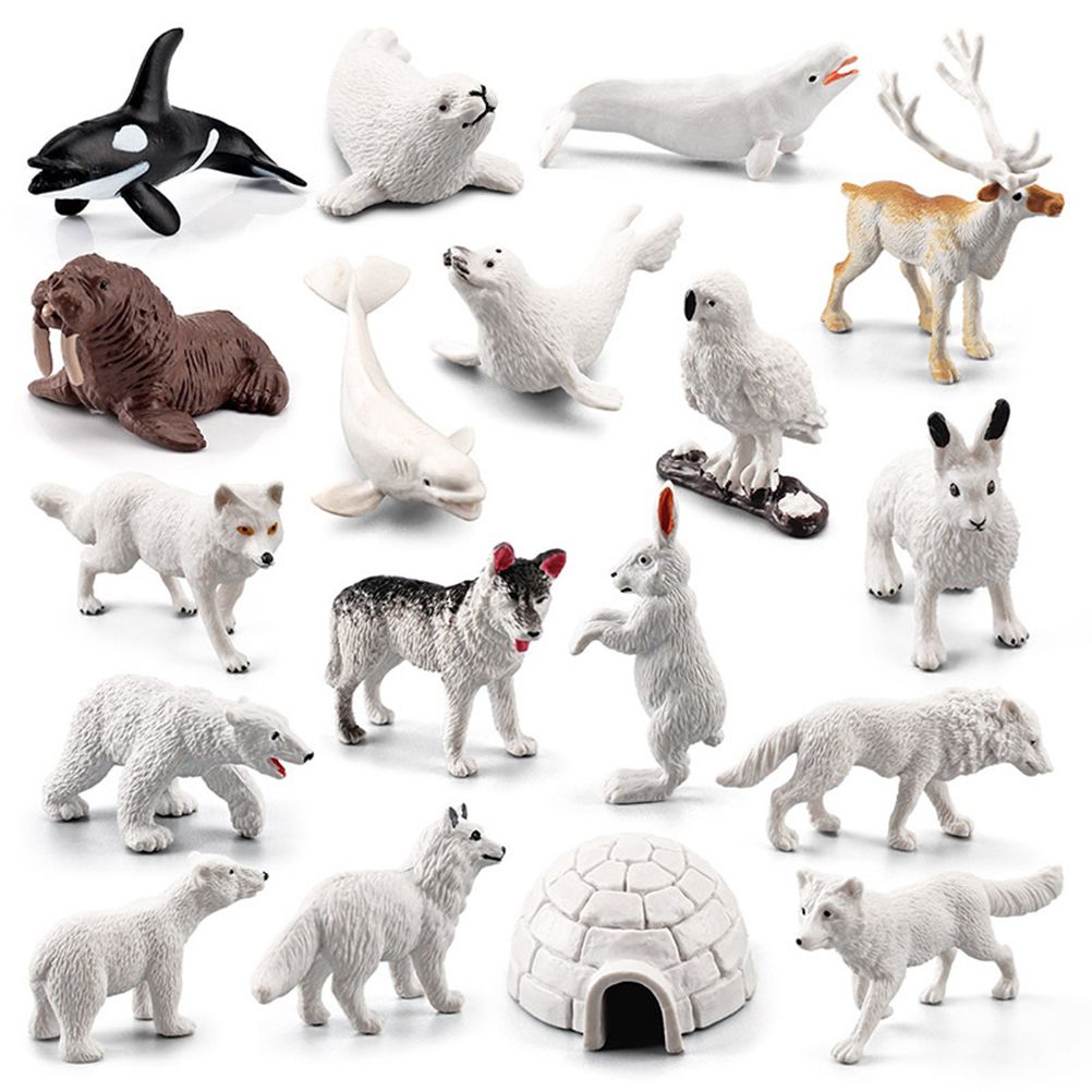 18PCS Polar Arctic Animal Toy Figurines Set Includes White Wolf White Owl view 9
