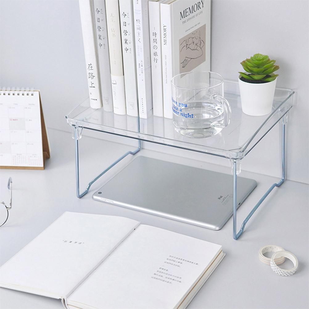 Large Capacity Desktop Storage Rack Clear Acrylic Kitchen Shelf Single Layer view 7