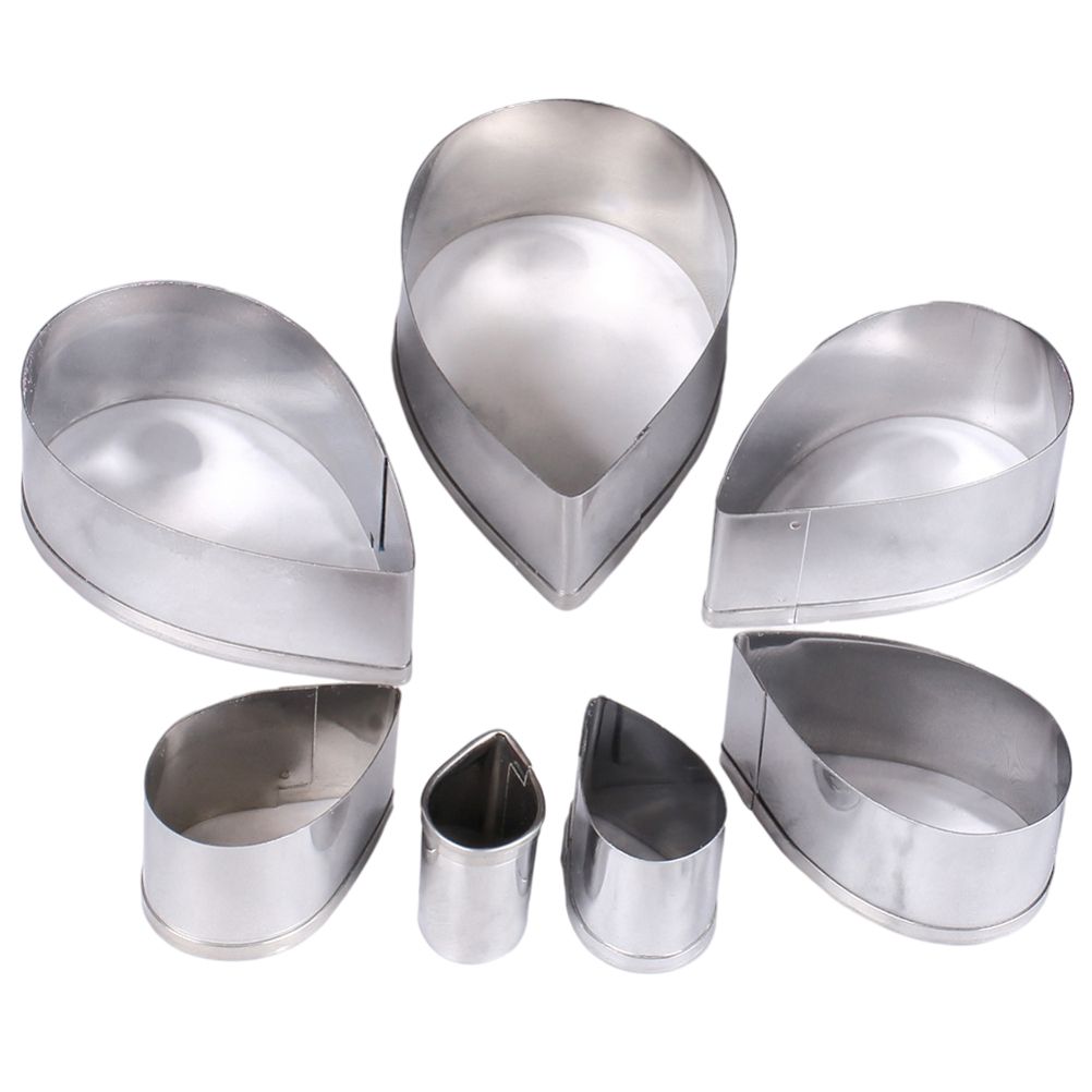 7Pcs/Set Rose Cutter Stainless Steel Water Drop Shape Fondant Flower Molds view 7