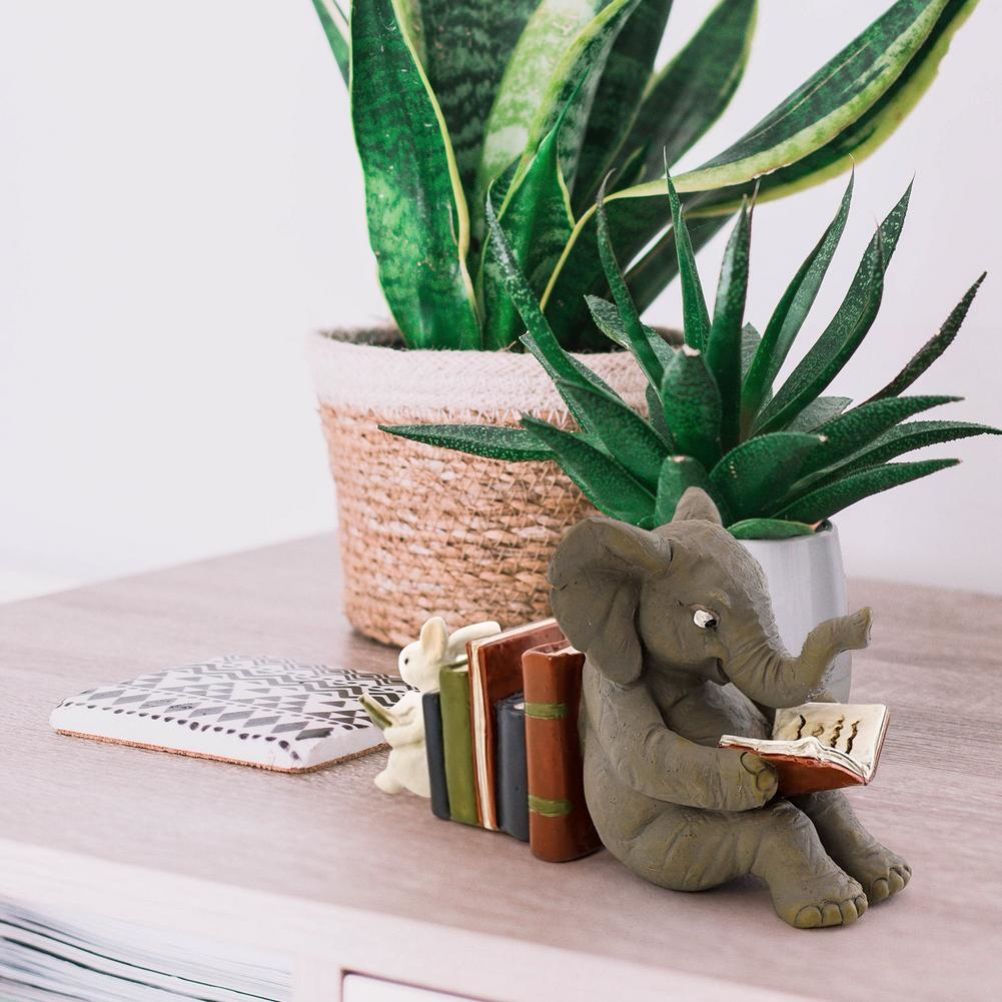 Elephant and Rabbit Statue Bookend Figurines Ornaments Resin Animal Figurines view 7